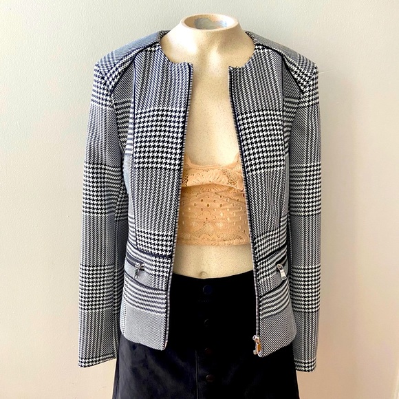 H&M full zip houndstooth blazer jacket 4 - Picture 4 of 7